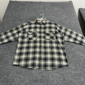 Herman Survivors Shirt Mens XLT Grey Plaid Long Sleeve Button Up Workwear Grunge